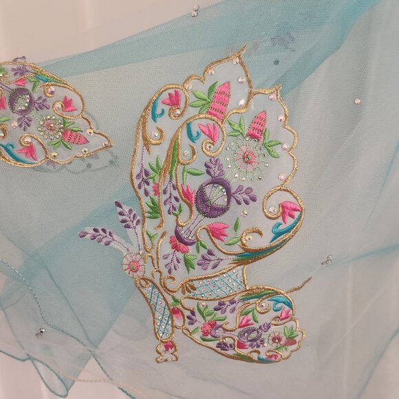 RARE Sherri Hill Blue Butterfly Crystal Strapless Tulle Mini Gown Dress b130 - Picture 9 of 9